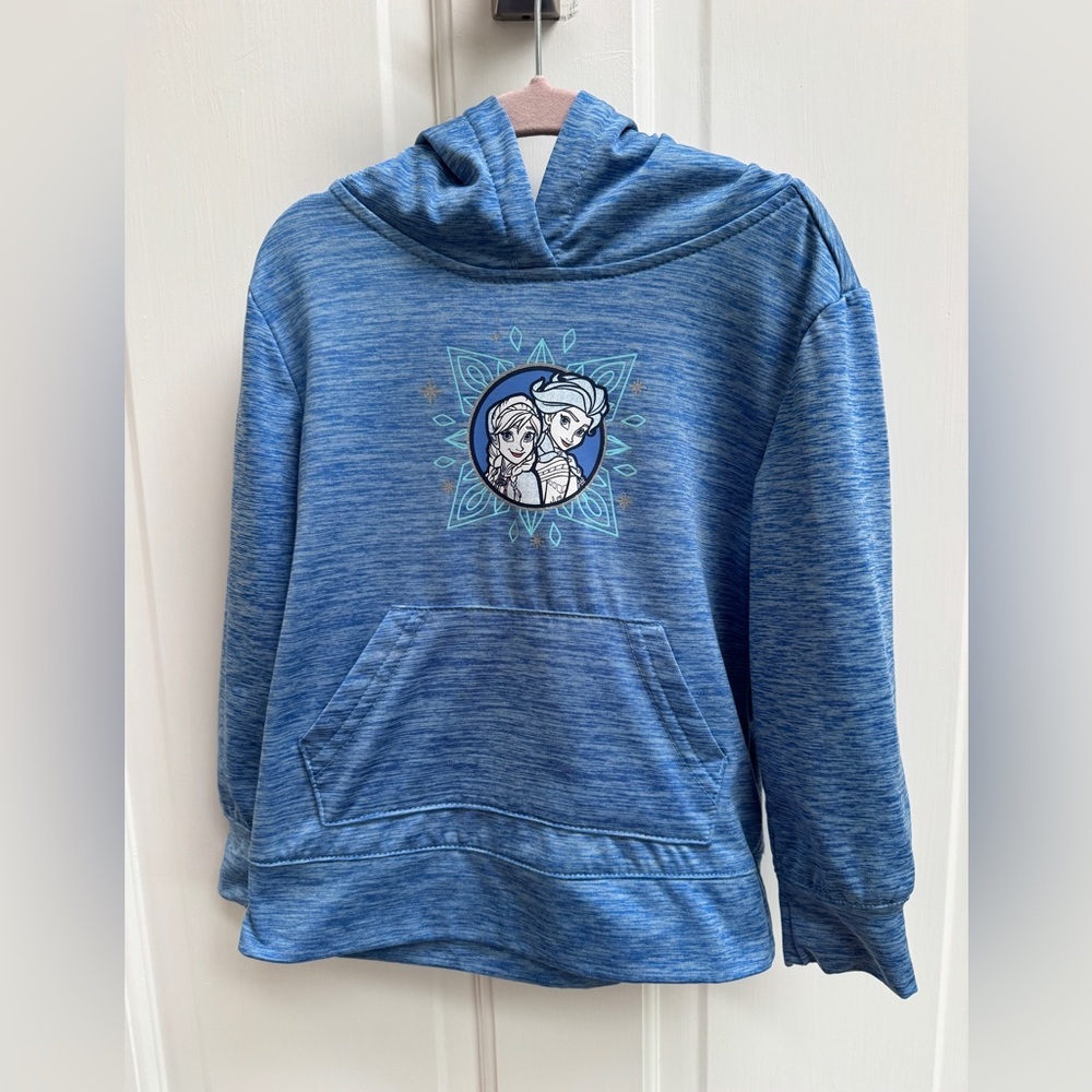 Disney Frozen 3T Girls Blue Elsa & Anna Hooded Sweatshirt